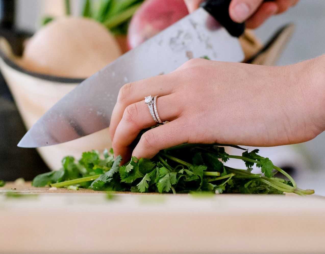 Chopping up vegetables